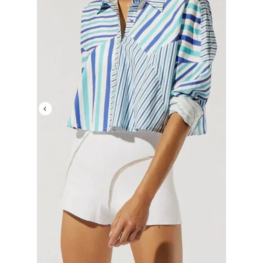 Solid & Striped Charlie Short White Ribbed Knit High Waisted Size Small $175‎